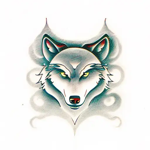 Yin and Yang with a wolf tattoo design idea