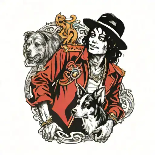 michael Jackson with dog   tattoo design idea