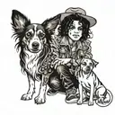 michael Jackson with dog   tattoo design idea