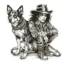 michael Jackson with dog   tattoo design idea