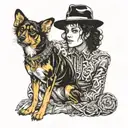 michael Jackson with dog   tattoo design idea