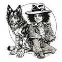 michael Jackson with dog   tattoo design idea