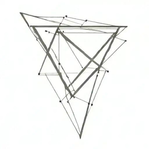 Black and White tatoo equilateral triangle in the center of the tattoo, with a shaded cube dissolving from its sides. Th tattoo design idea