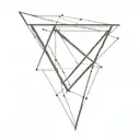 Black and White tatoo equilateral triangle in the center of the tattoo, with a shaded cube dissolving from its sides. Th tattoo design idea