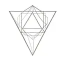 Black and White tatoo equilateral triangle in the center of the tattoo, with a shaded cube dissolving from its sides. Th tattoo design idea