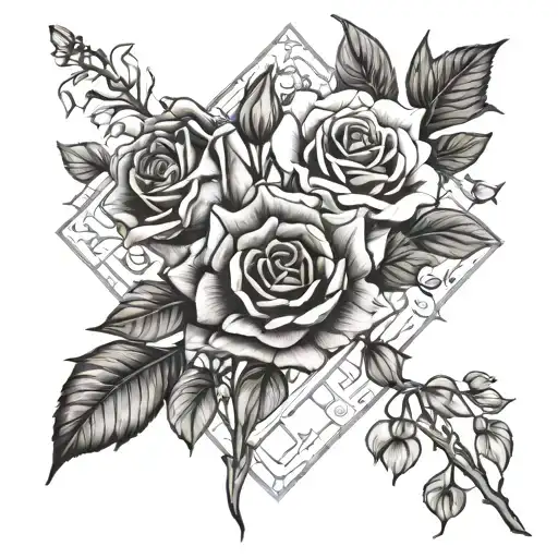 roses delphiniums snow drops  tattoo design idea