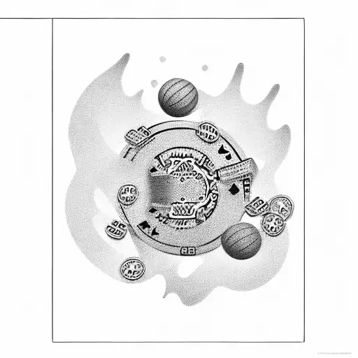 poker basketball math money tattoo design idea
