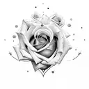 rose with script writing underneath tattoo design idea