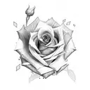 rose with script writing underneath tattoo design idea