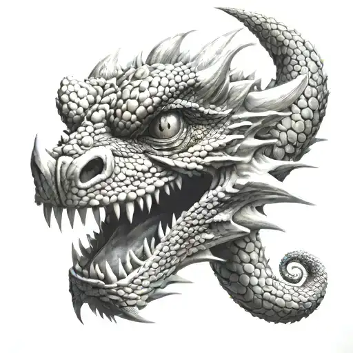 dragon with focus on face tattoo design idea
