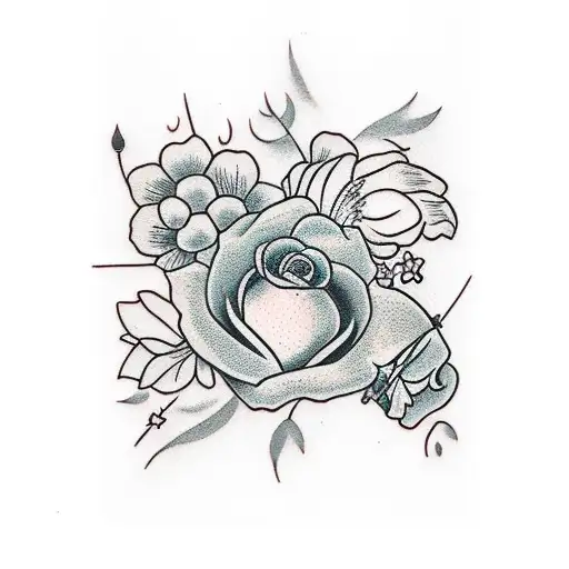 handshake with flowers or leaves around it tattoo design idea