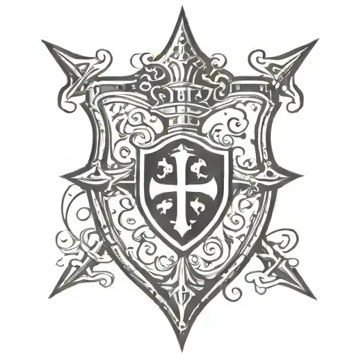 A Knights templar Shield in the center of a circle  tattoo design idea