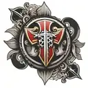 A Knights templar Shield in the center of a circle  tattoo design idea