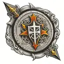 A Knights templar Shield in the center of a circle  tattoo design idea