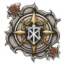 A Knights templar Shield in the center of a circle  tattoo design idea