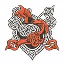 family crest with Celtic knot intertwined tattoo design idea