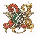 family crest with Celtic knot intertwined tattoo design idea