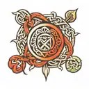 family crest with Celtic knot intertwined tattoo design idea