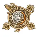 family crest with Celtic knot intertwined tattoo design idea