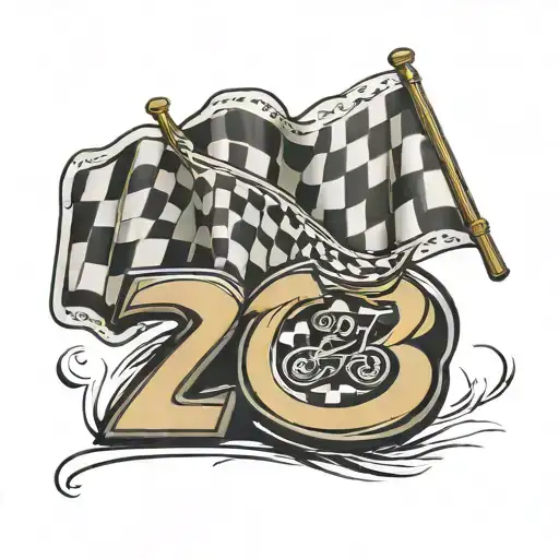 number 25 nascar with checkered flag background tattoo design idea