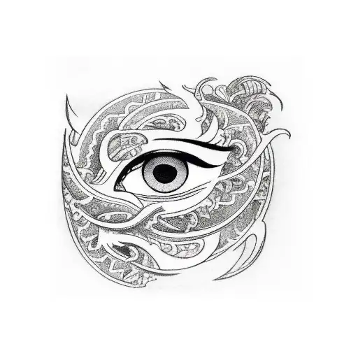 owner eyes with numbers 369 666 888 tattoo design idea