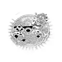 numbers 369 and 666 and 888 inside  tattoo design idea