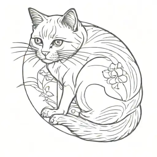 japanese cat tattoo design idea