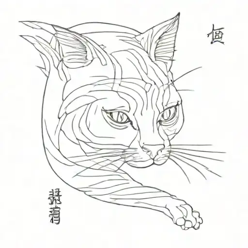 japanese cat tattoo design idea