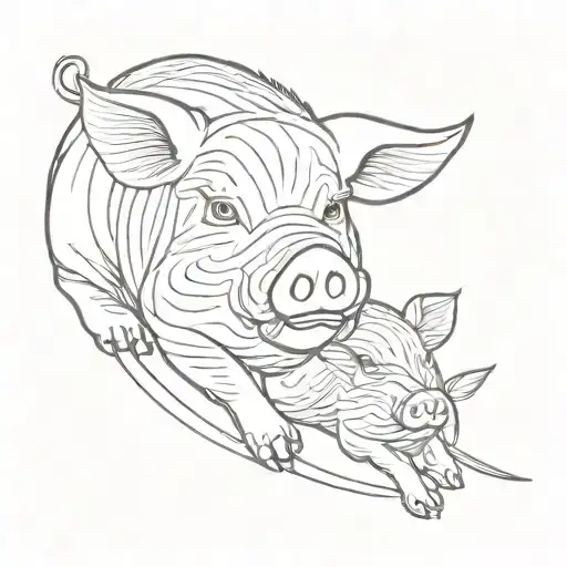 japanese pig tattoo design idea