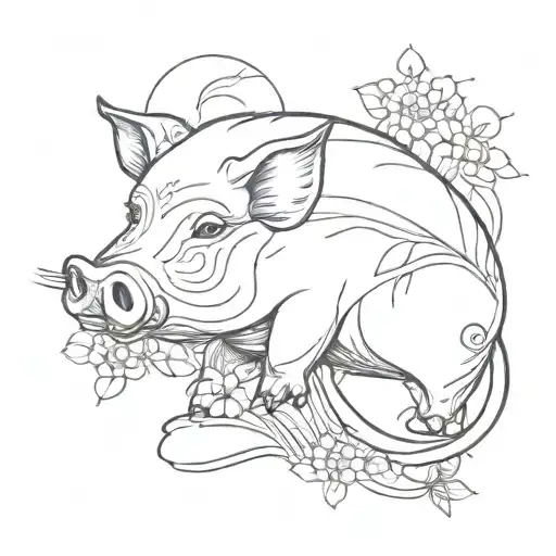 japanese pig tattoo design idea