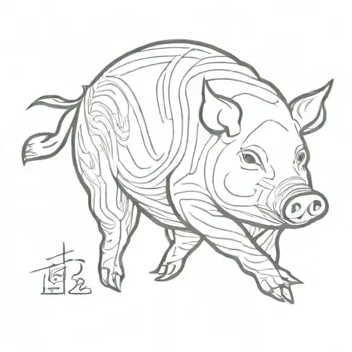 japanese pig tattoo design idea