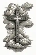 Cross with clouds tattoo design idea