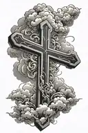Cross with clouds tattoo design idea