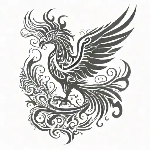 Create a tribal-inspired tattoo with a hidden phoenix motif for a subtle and meaningful design tattoo design idea