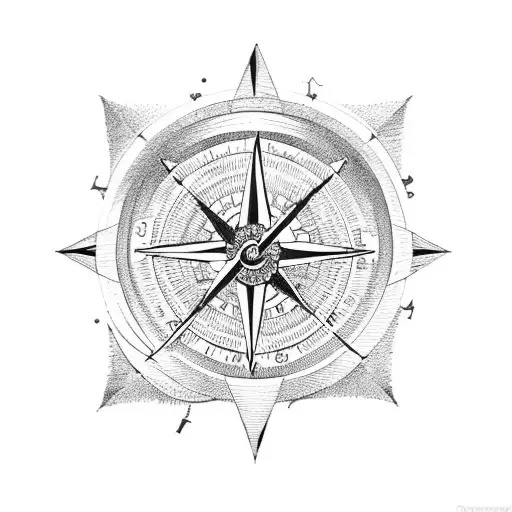 memento mori lettering with a compass and a clock tattoo design idea
