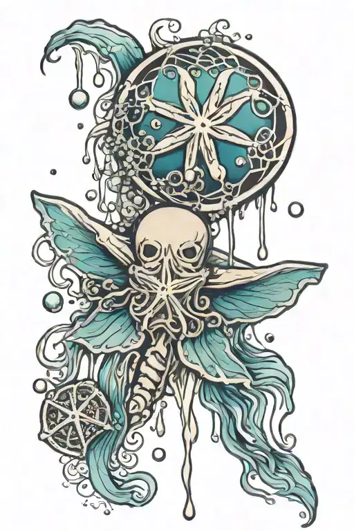 sand dollar and jelly fish tattoo design idea