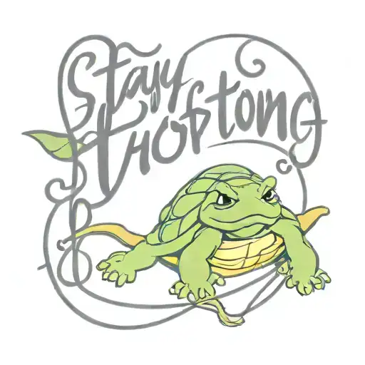 "Stay Strong" in cursive writing with Ninja Turtle band tattoo design tattoo design idea