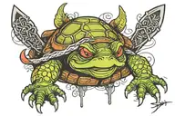 "Stay Strong" wording with ninja turtle theme  tattoo design idea