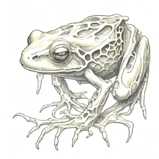bone frog tattoo design idea