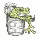a frog leaning on a barrel drinking a beer tattoo design idea