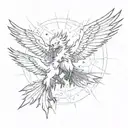 Zapdos fighting Jett from Valorant tattoo design idea