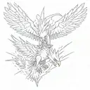 Zapdos fighting Jett from Valorant tattoo design idea