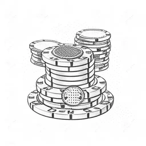 A stock market graph with poker chips and travel souvenirs as the background tattoo design idea