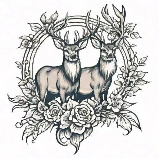 buck and doe couples tattoo  tattoo design idea
