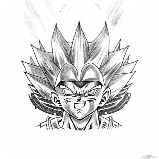 chibi vegeta with halo on head smiling tattoo design idea