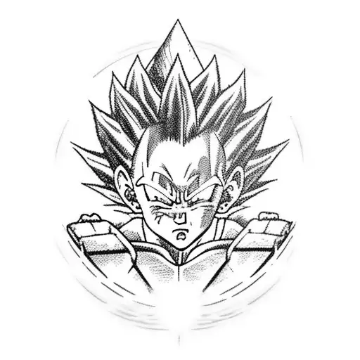 kid vegeta with halo on head smiling tattoo design idea