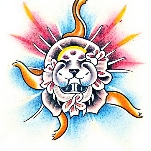 Jesus flowers sun lion  tattoo design idea
