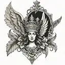 crown and arcan angel tattoo design idea