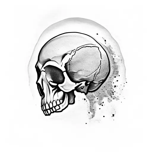  raven perched on a skull  tattoo design idea