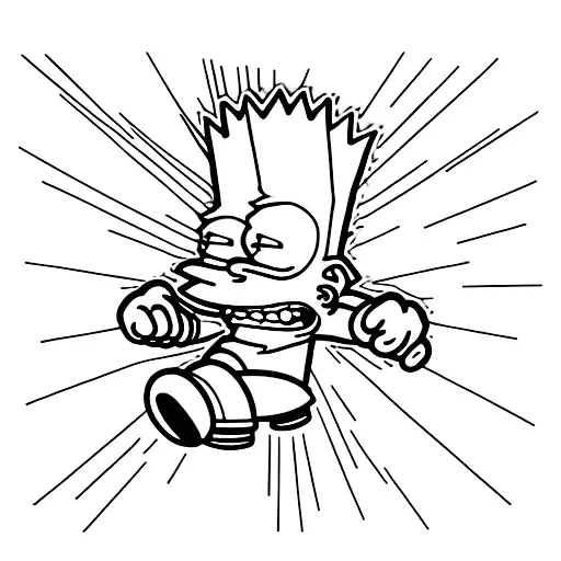 Bart Simpson wearing a hoodie and giving two middle fingers tattoo design idea